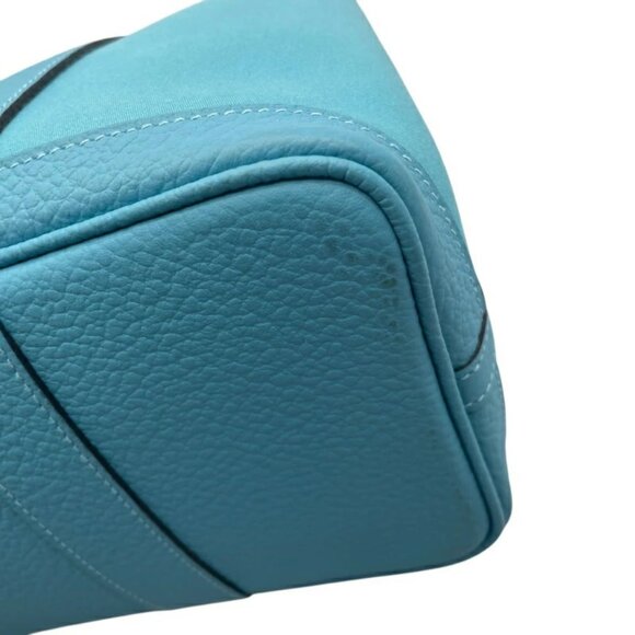 Hermes Garden Party TPM Negonda Toile Blue Leather Tote Bag Shoulder Handbag - Picture 9 of 10